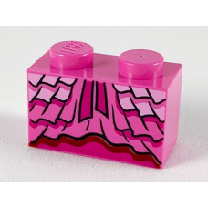 LEGO kocka 1x2 fodros szoknya mintával, sötét rózsaszín (53200)